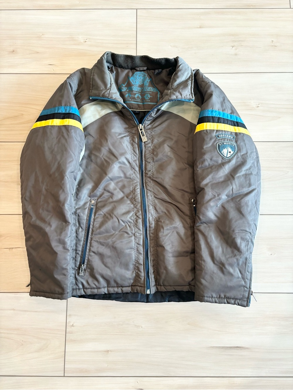 Point Zero Vintage 90s Gray Y2K Outdoor Puffer Mens Snow Skiing full zip Jacket